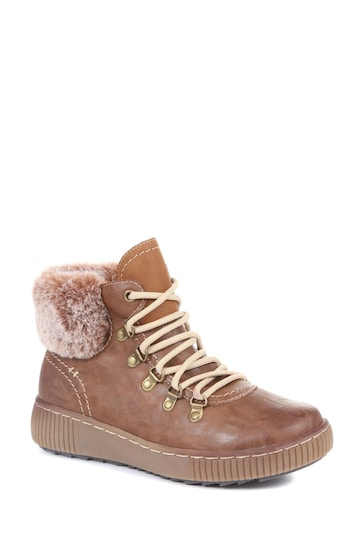 Pavers Brown Lace Up Hiker Boots