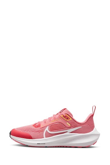 Nike Coral Pink Air Zoom Pegasus 40 Youth Running Trainers