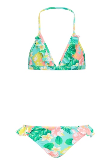 Sunuva Green Hibiscus Triangle Frill Bikini