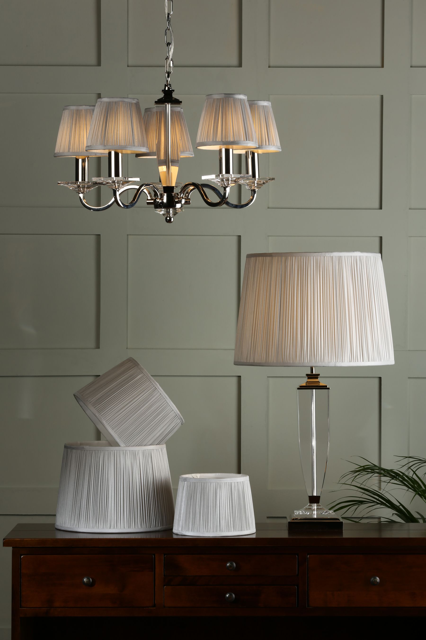 Buy Laura Ashley Silver Hemsley Pleated Silk Empire Easyfit Lamp
