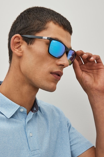 These acetate sunglasses from Eyewear have rectangular frames and gray-tinted lenses