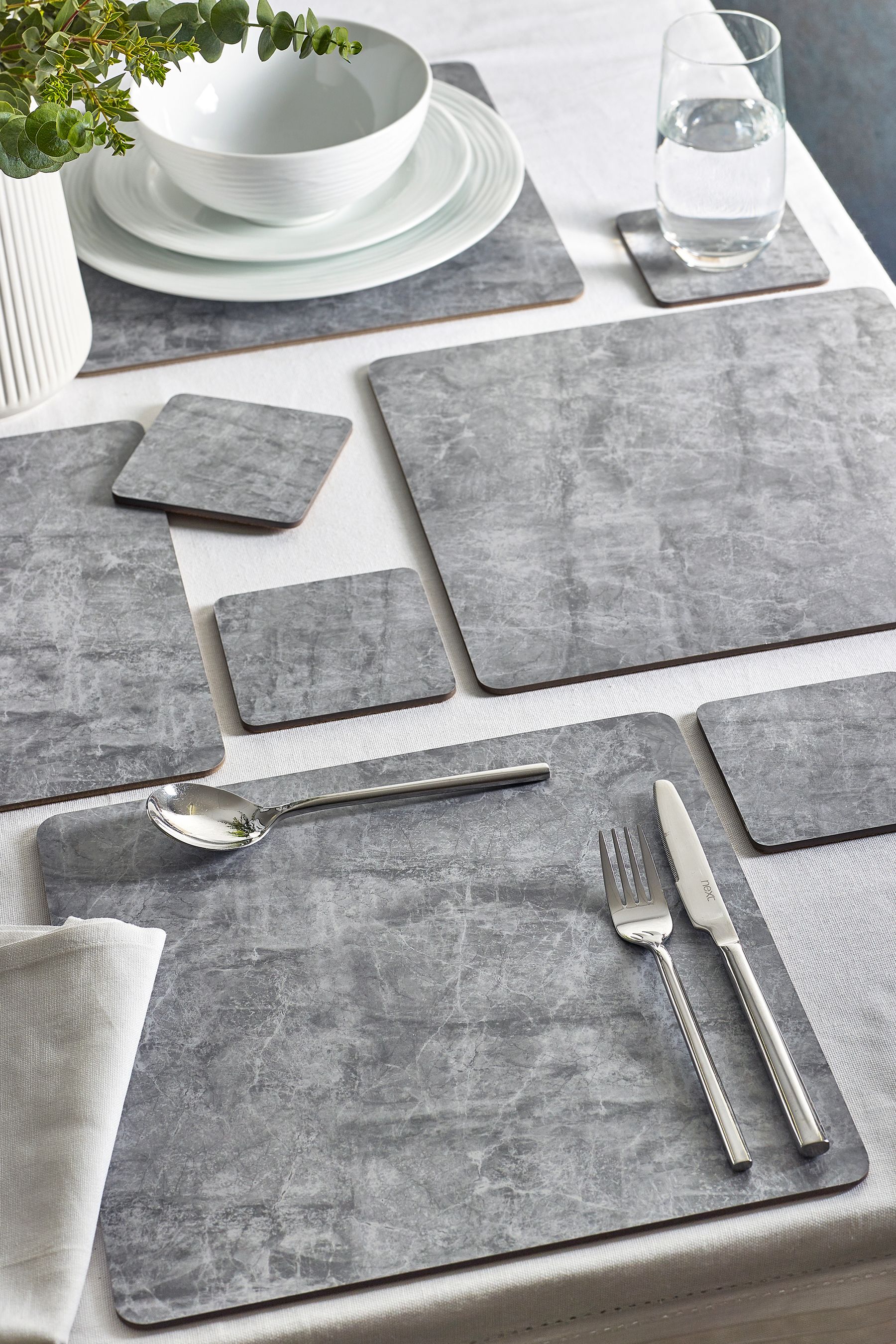 Grey placemats and coasters deals