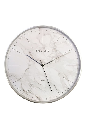 Brookpace Lascelles Cream Brushed Chrome Metal Cased Wall Clock with Marble Dial