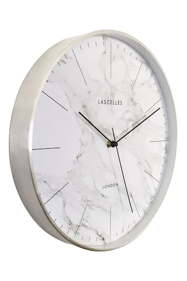 Brookpace Lascelles Cream Brushed Chrome Metal Cased Wall Clock with Marble Dial