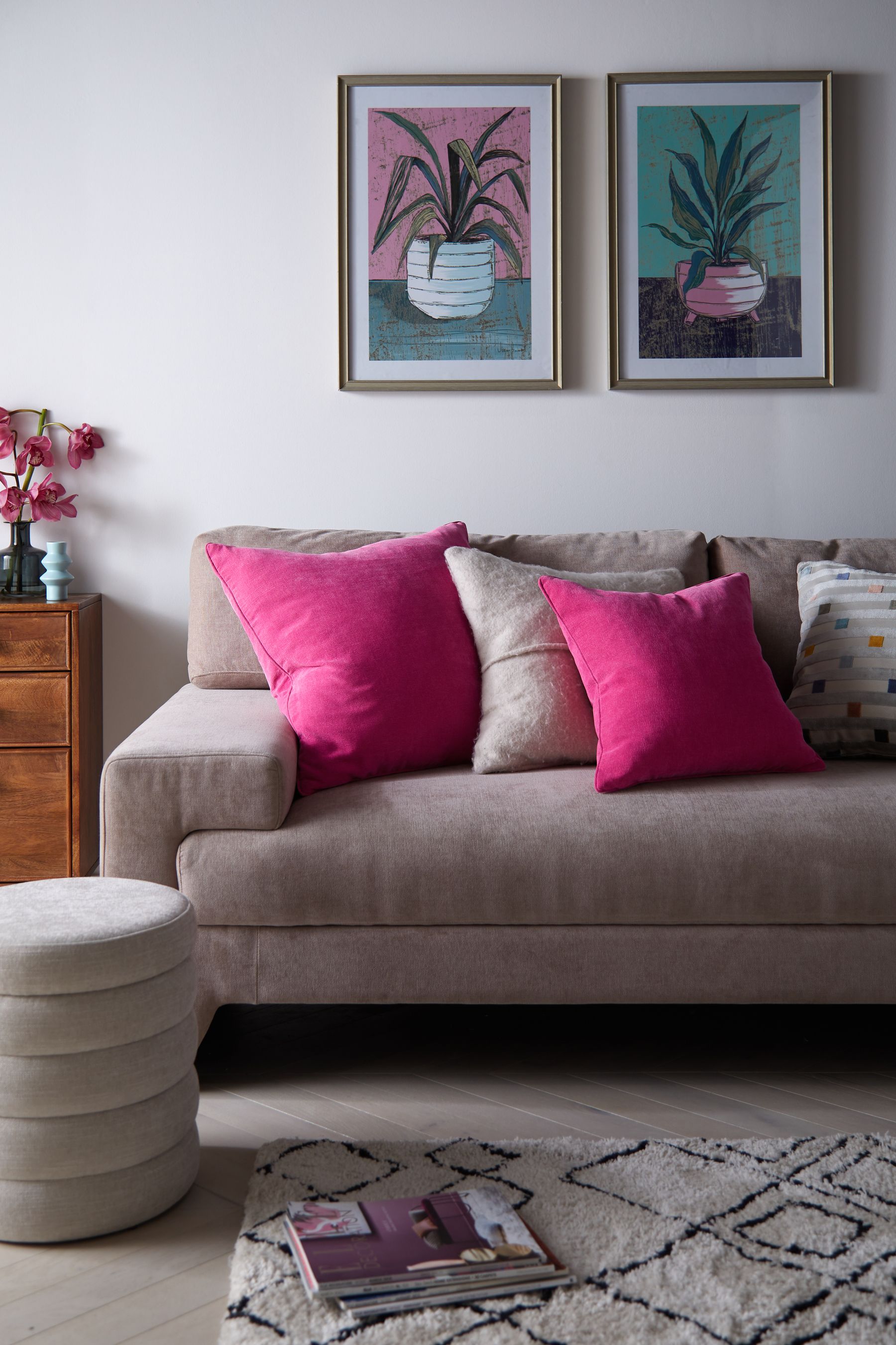 Pink lounge hot sale cushions