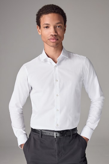 White Skinny Fit Easy Care Single Cuff Shirt