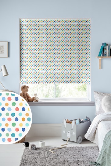 Voyage Primary Kids Dotty Made To Measure Roman Blind