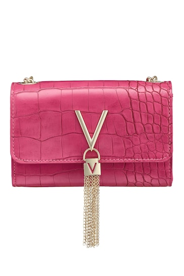 Valentino Bags Divina foldover tassel detail cross body bag in hot pink