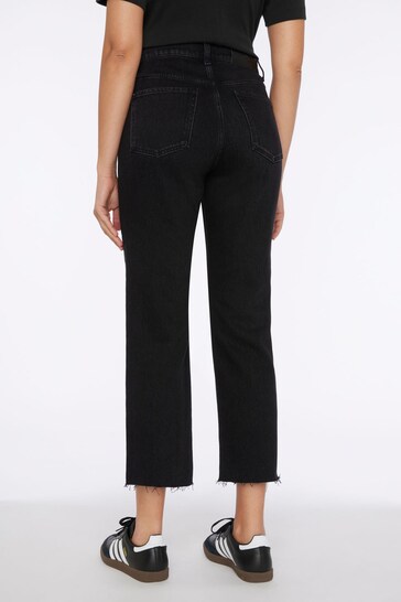7 For All Mankind Logan Stovepipe Straight Crop High Rise Black Jeans