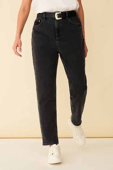 F&F Grey Belted Mom Jeans