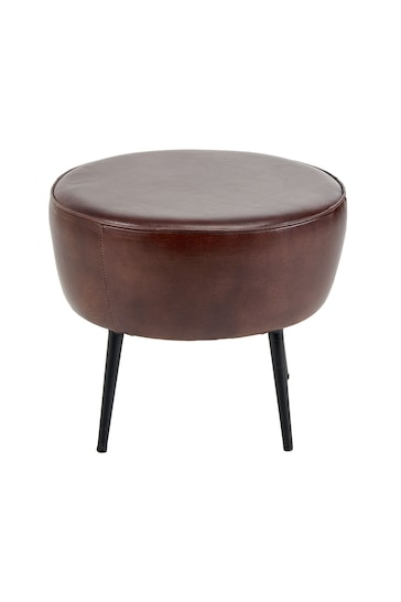 Pacific Mahogany Brown Donato Handcrafted Leather And Iron Stool
