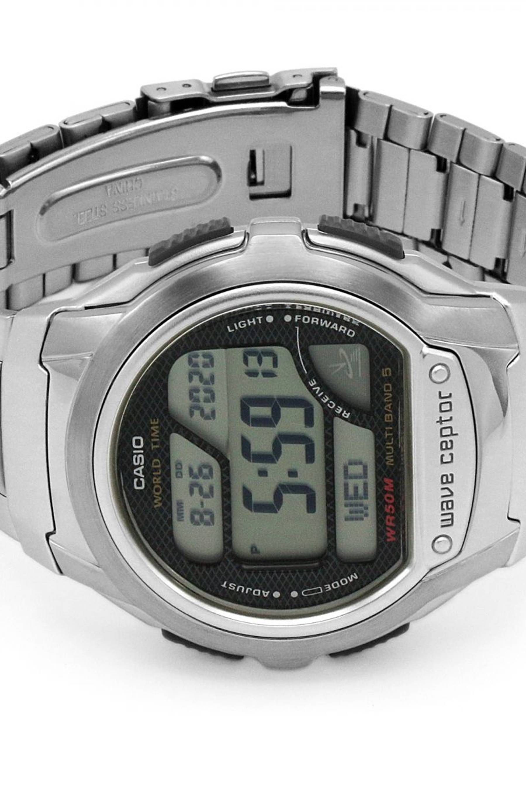 Buy Casio Waveceptor Silver and Grey Stainless Steel Quartz