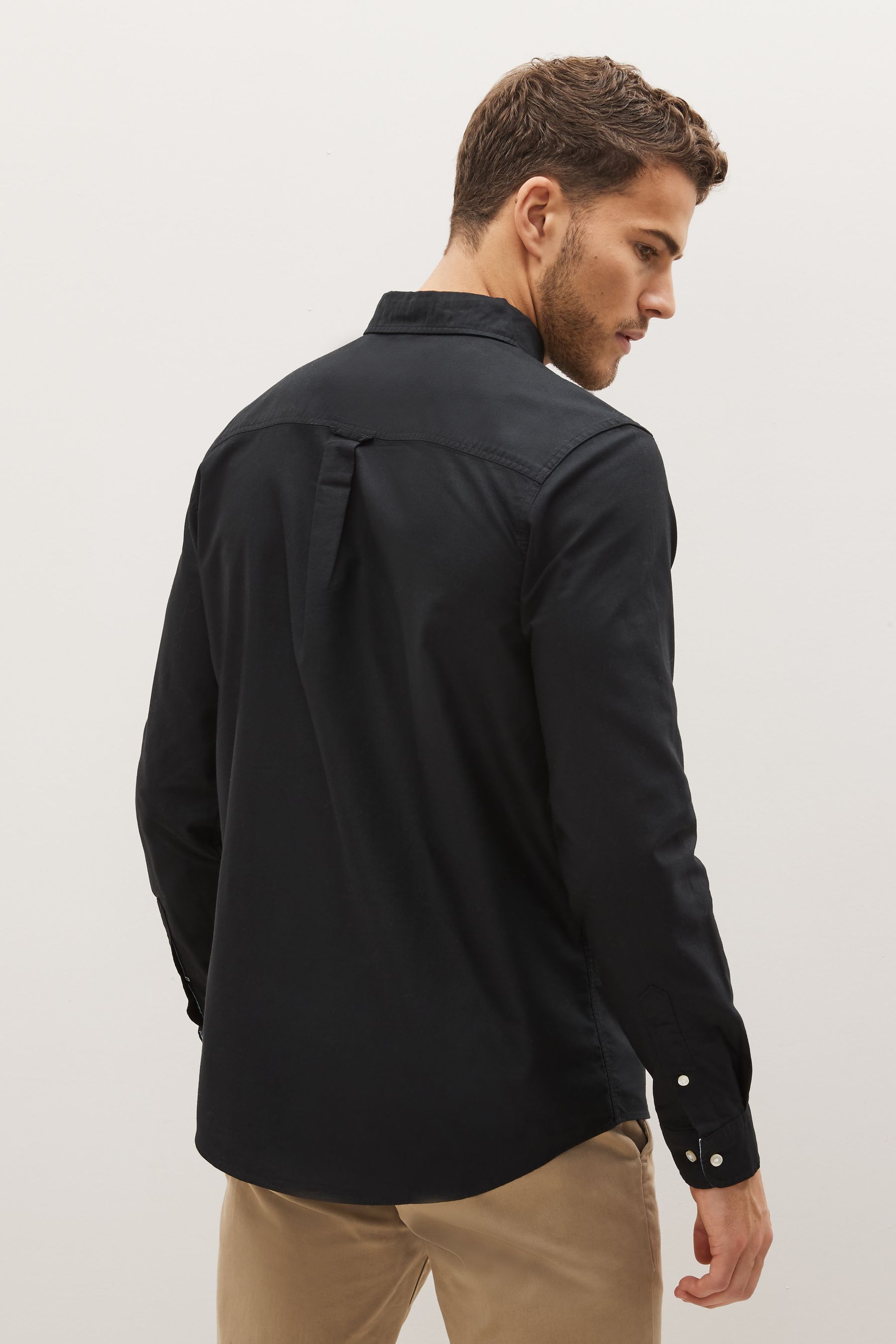 Buy Black Regular Fit 100 Cotton Long Sleeve Oxford Shirt from the Next UK online shop