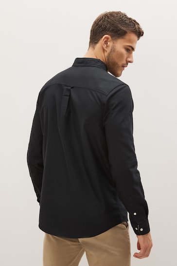 Black Regular Fit Long Sleeve Oxford Shirt
