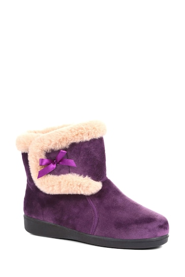 Pavers Ladies Purple Wide Fit Slipper Boots