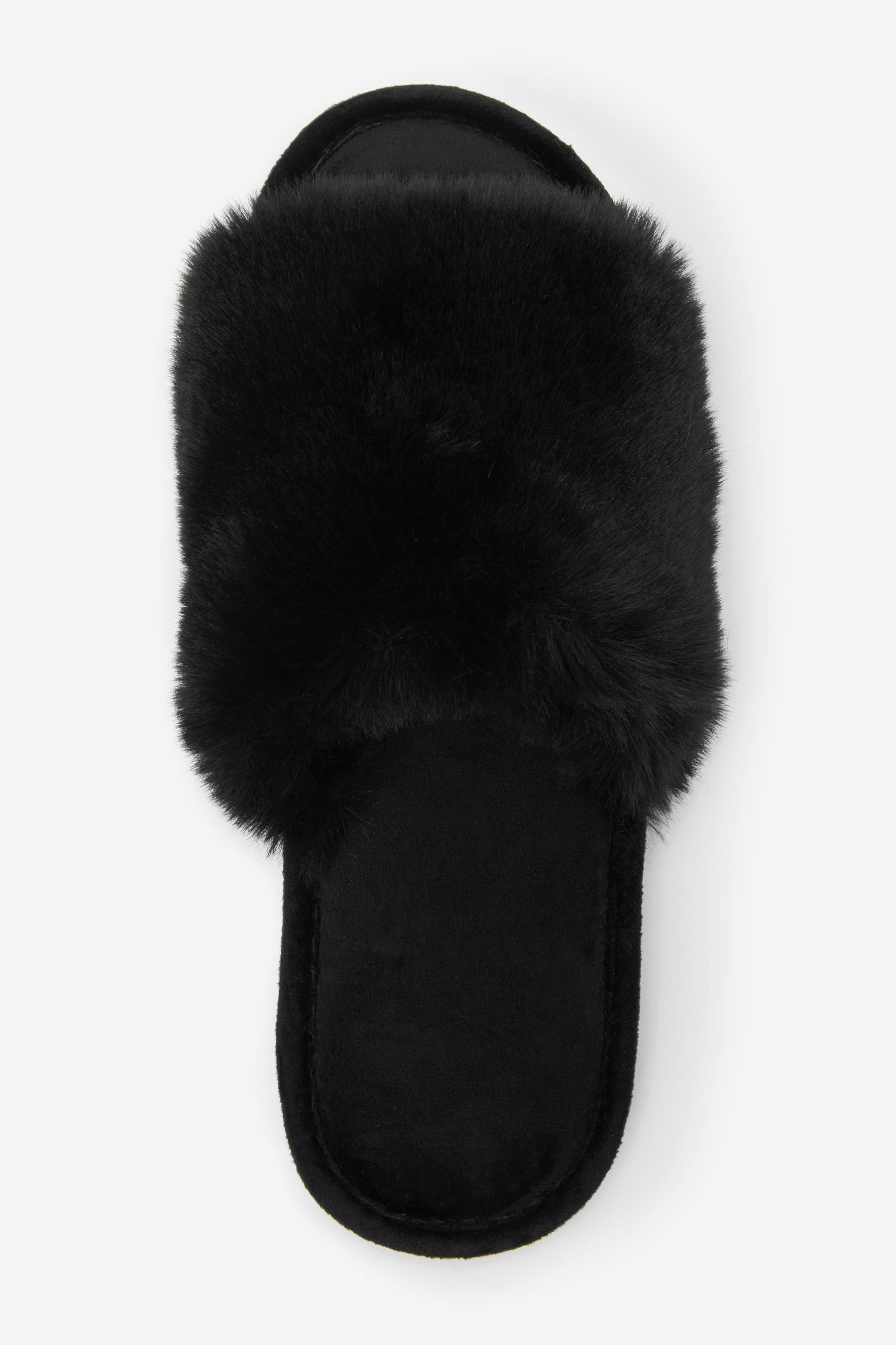 Black Faux Fur Slider Slippers