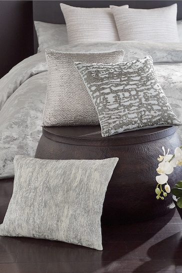 Donna Karan Silver Silky Stripe Cushion