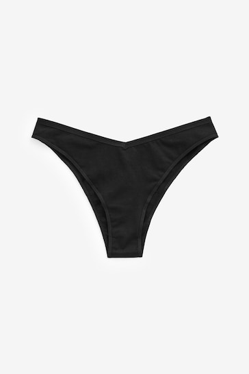 Black Extra High Leg Cotton Rich Knickers 4 Pack