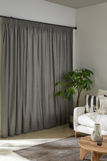 Charcoal Grey Cotton Lined Pencil Pleat Curtains