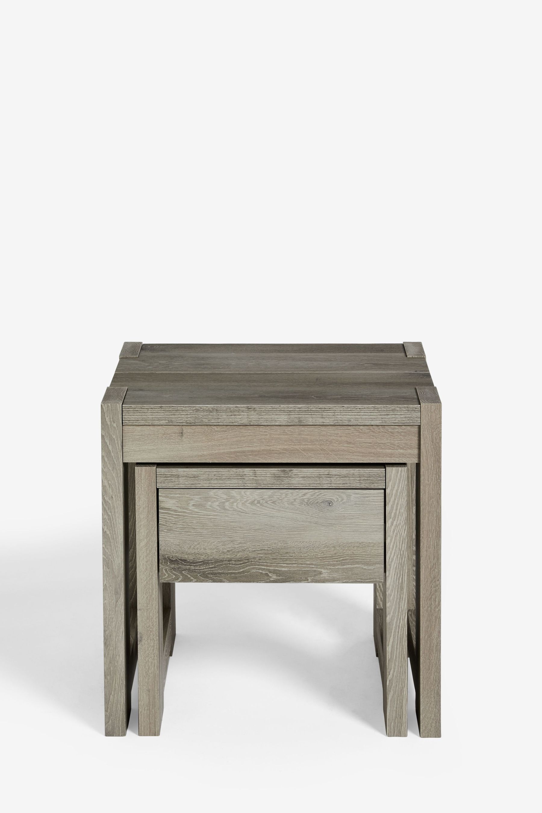 Grey Heath Oak Effect Storage Nest of Tables