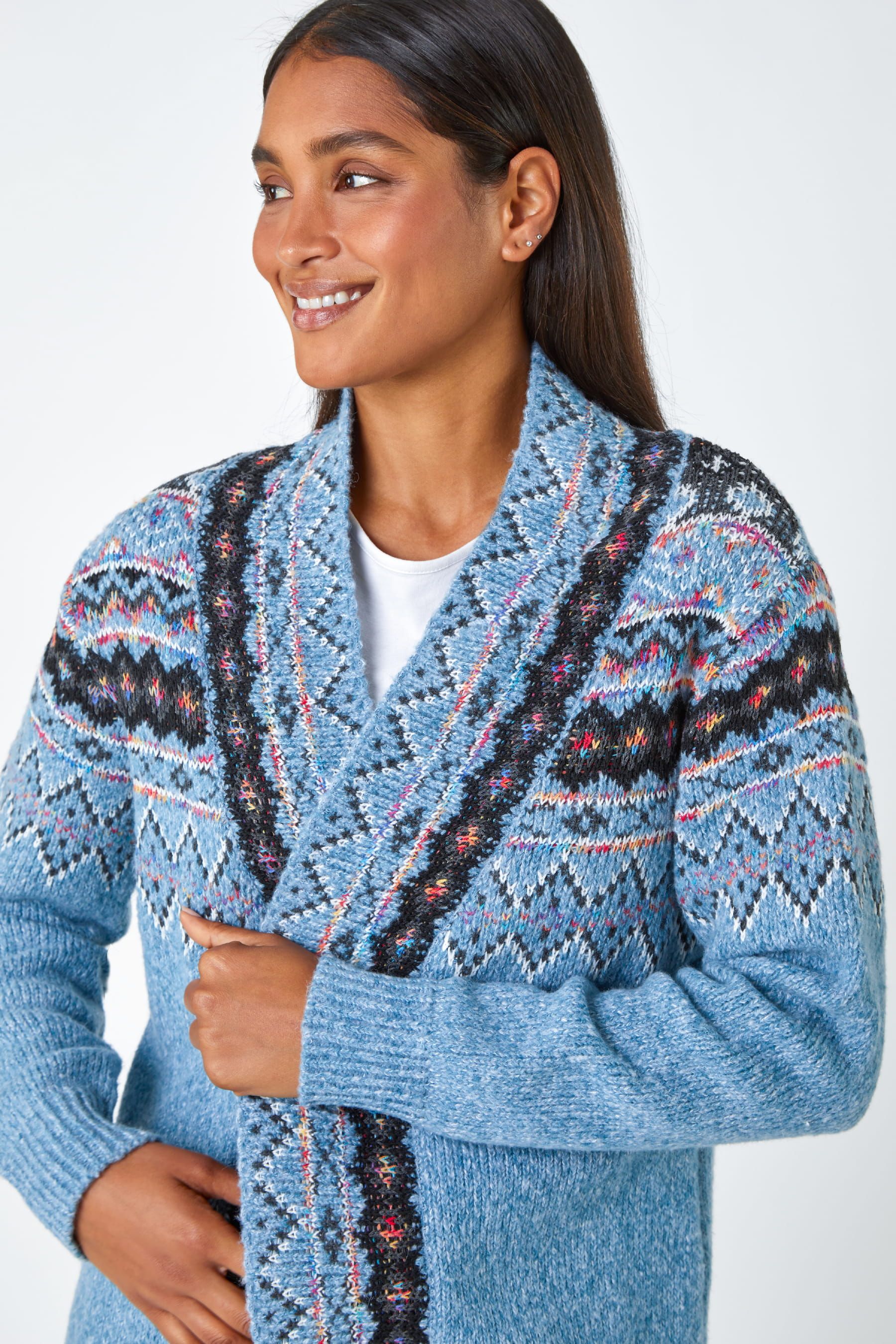 Buy Roman Blue Fringed Hem Longline Cardigan from the Next UK