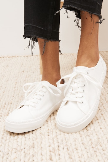 White Forever Comfort® Baseball Canvas Trainers