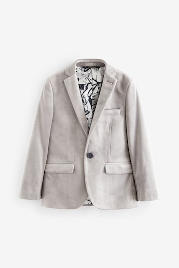 Light Grey Velvet Jacket (3-16yrs)