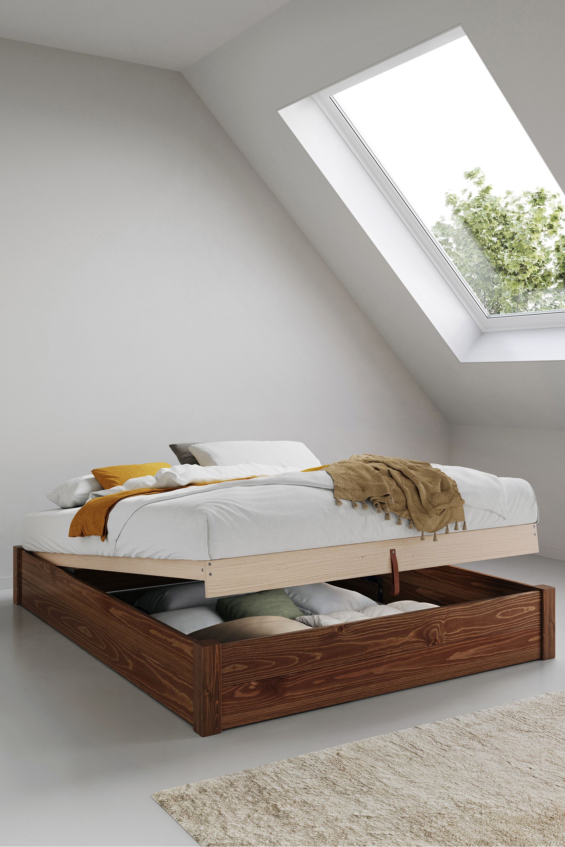 Get Laid Beds Coffee Bean Ottoman Storage No Headboard Square Leg Bed