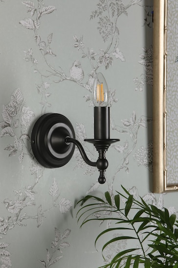 Laura Ashley Black Ludchurch Single Wall Light