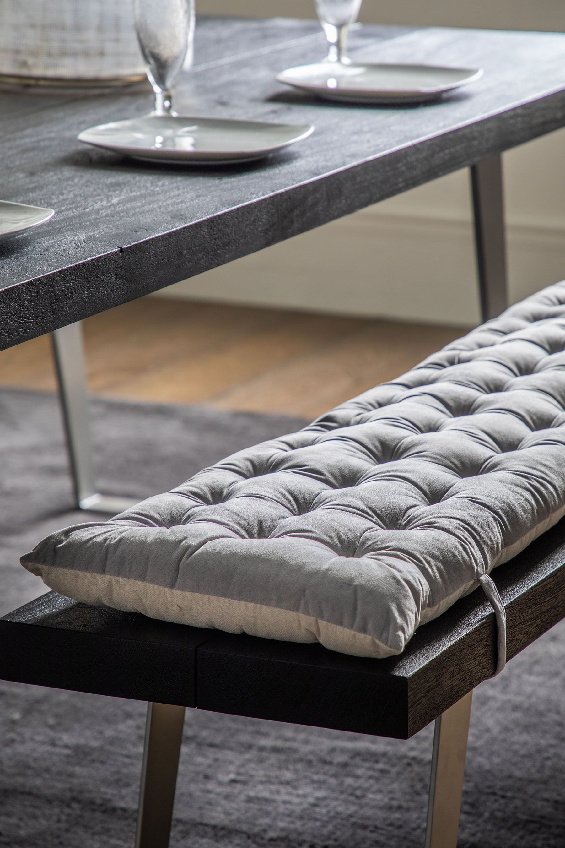 Gallery Home Grey Velvet Bench Pad