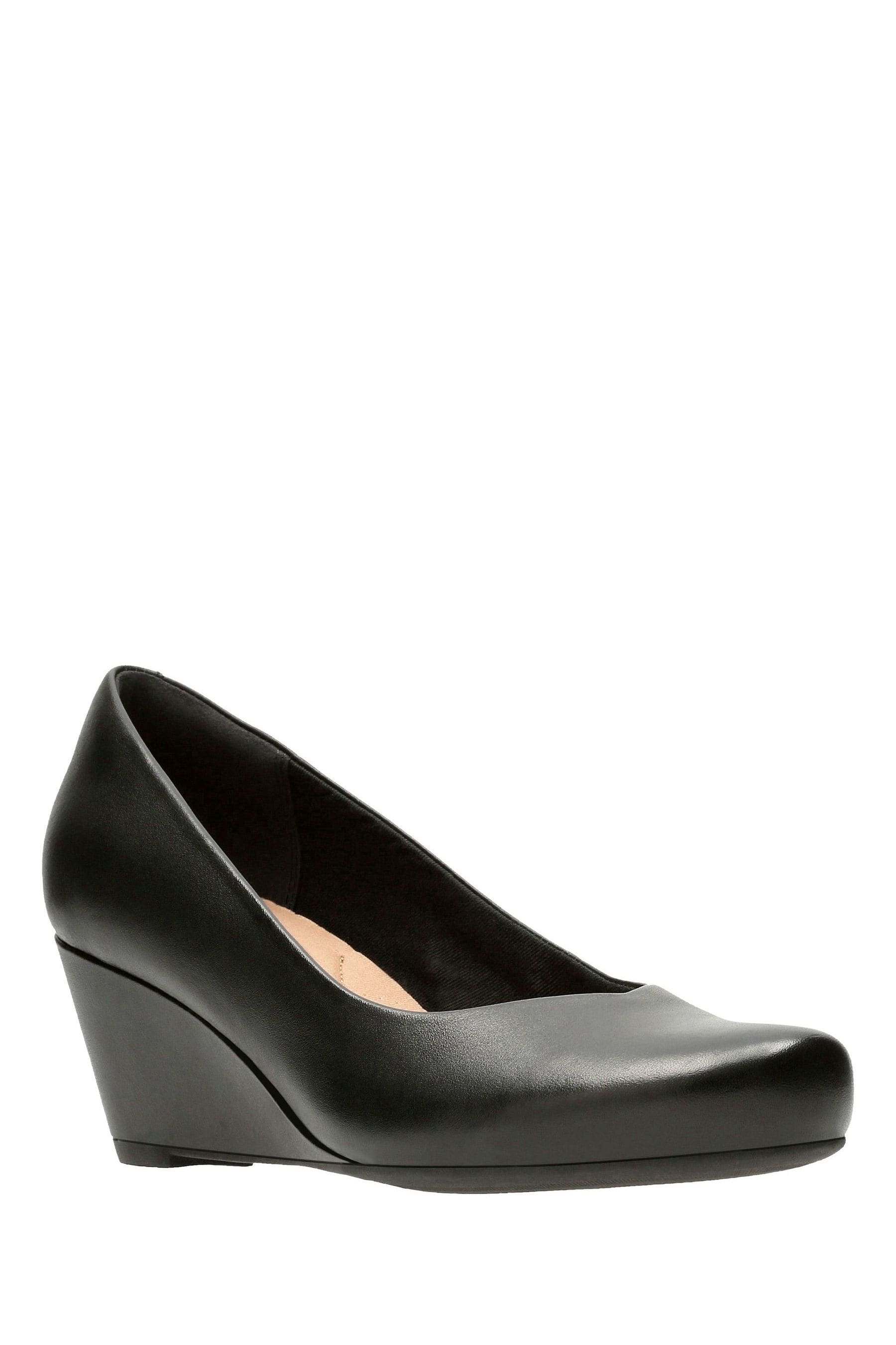 Clarks black sale wedge pumps