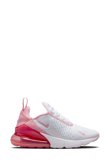 Nike White/Pink Youth Air Max 270 Trainers