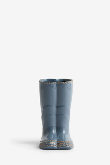 Blue Medium Wellington Boots Flower Vase