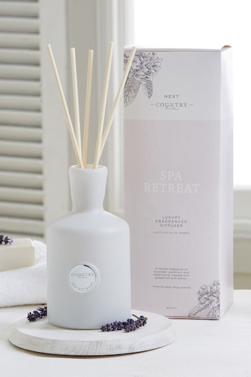 White Country Luxe Spa Retreat 400ml Lavender and Geranium Fragranced Reed Diffuser & Refill Set