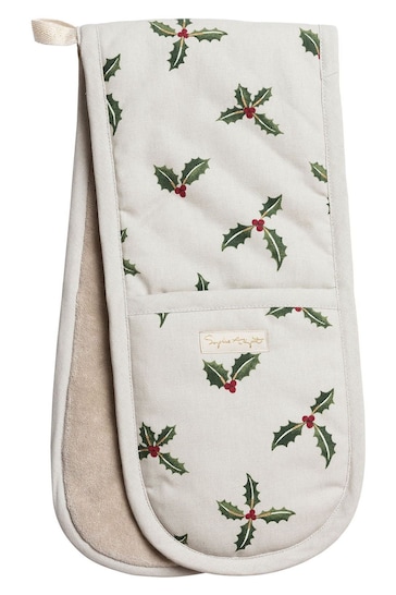 Sophie Allport Natural Christmas Holly & Berry Double Oven Glove