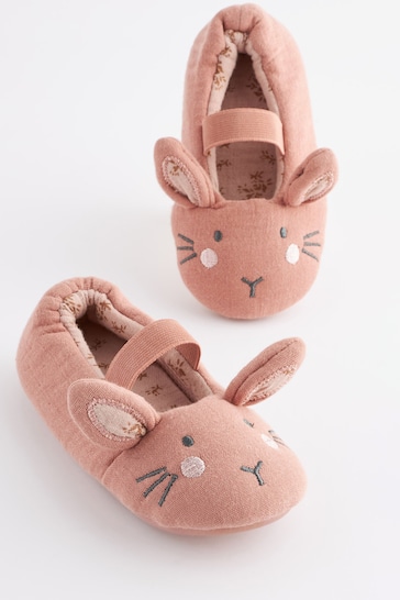 Pink Bunny Mary Jane Slippers