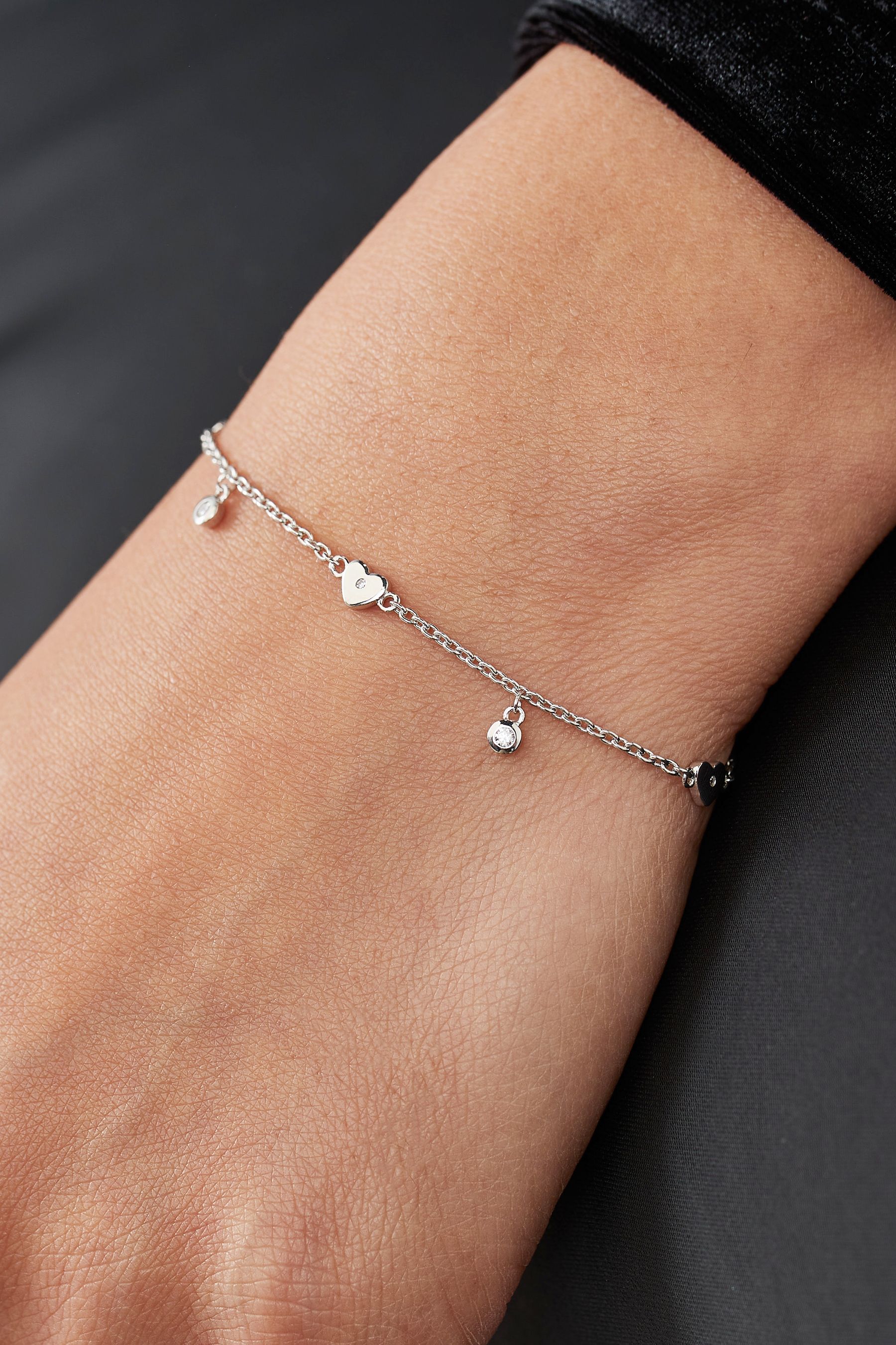Sterling Silver Heart Chain Bracelet