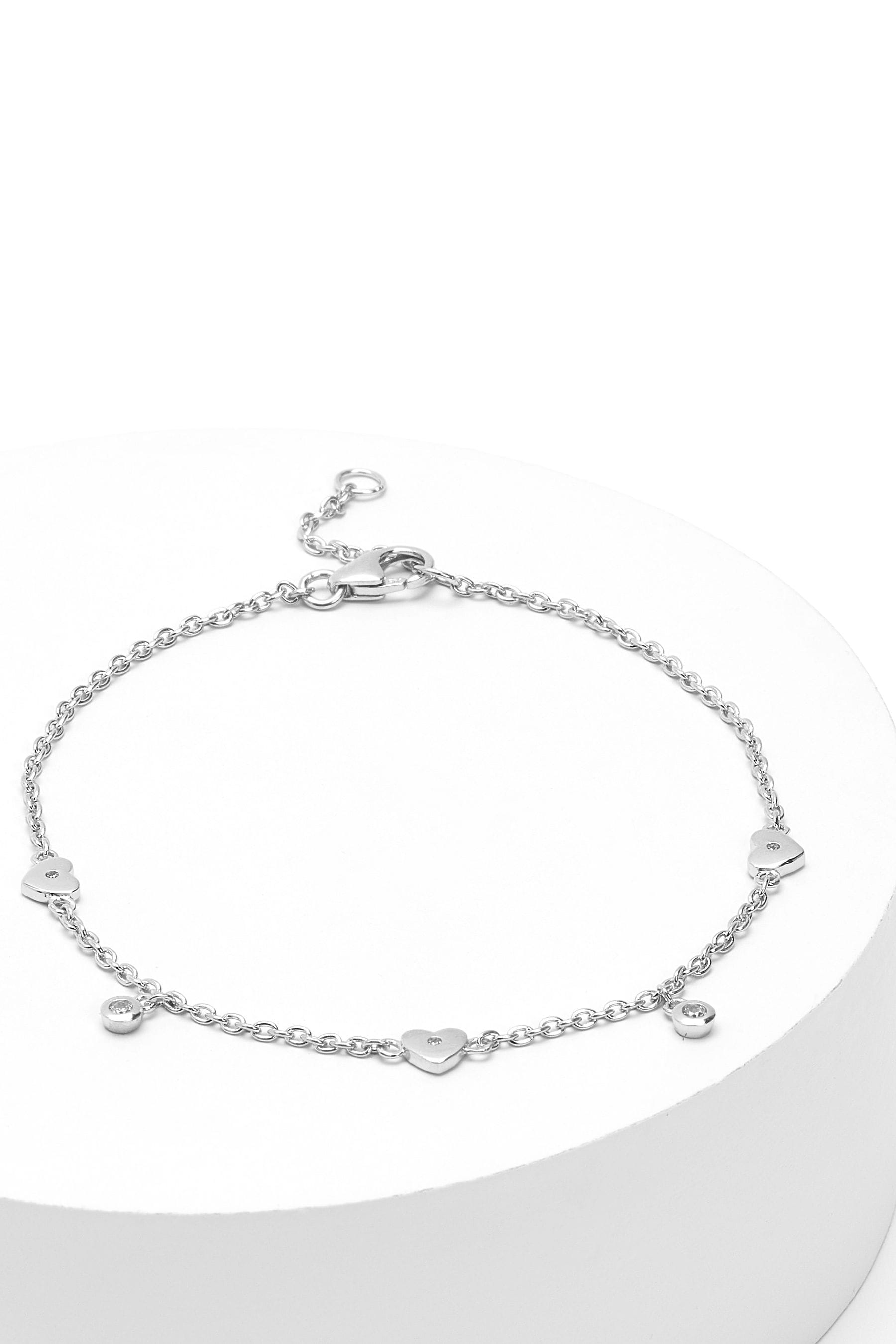 Silver heart sales chain bracelet
