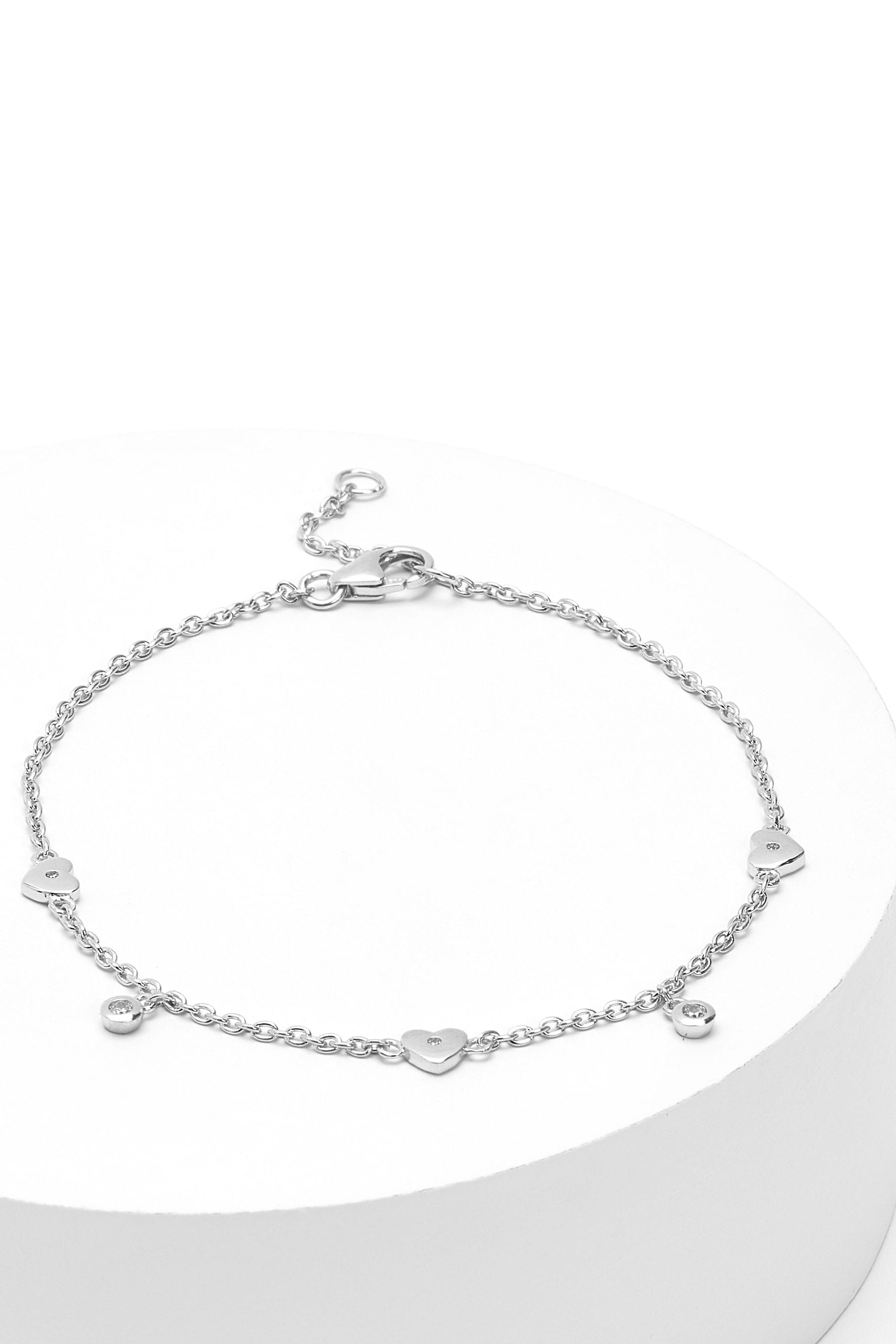 Cute Heart 925 Sterling Silver platinum finish Bracelet for Girls – Karizma  Jewels