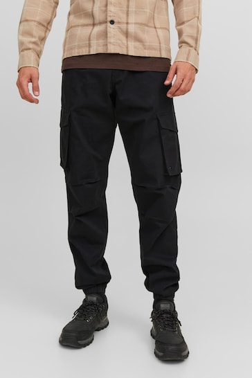 JACK & JONES Black Relaxed Fit Cargo Trousers