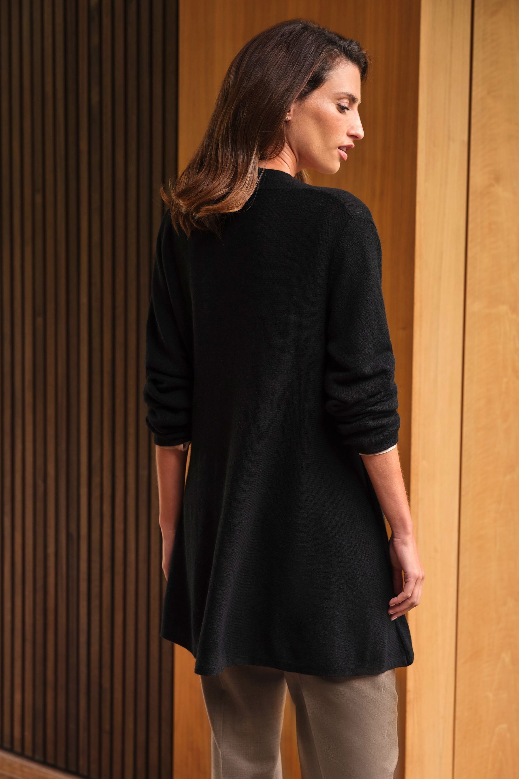 Buy Pure Collection Black Gassato Swing Cardigan from the Next UK online shop