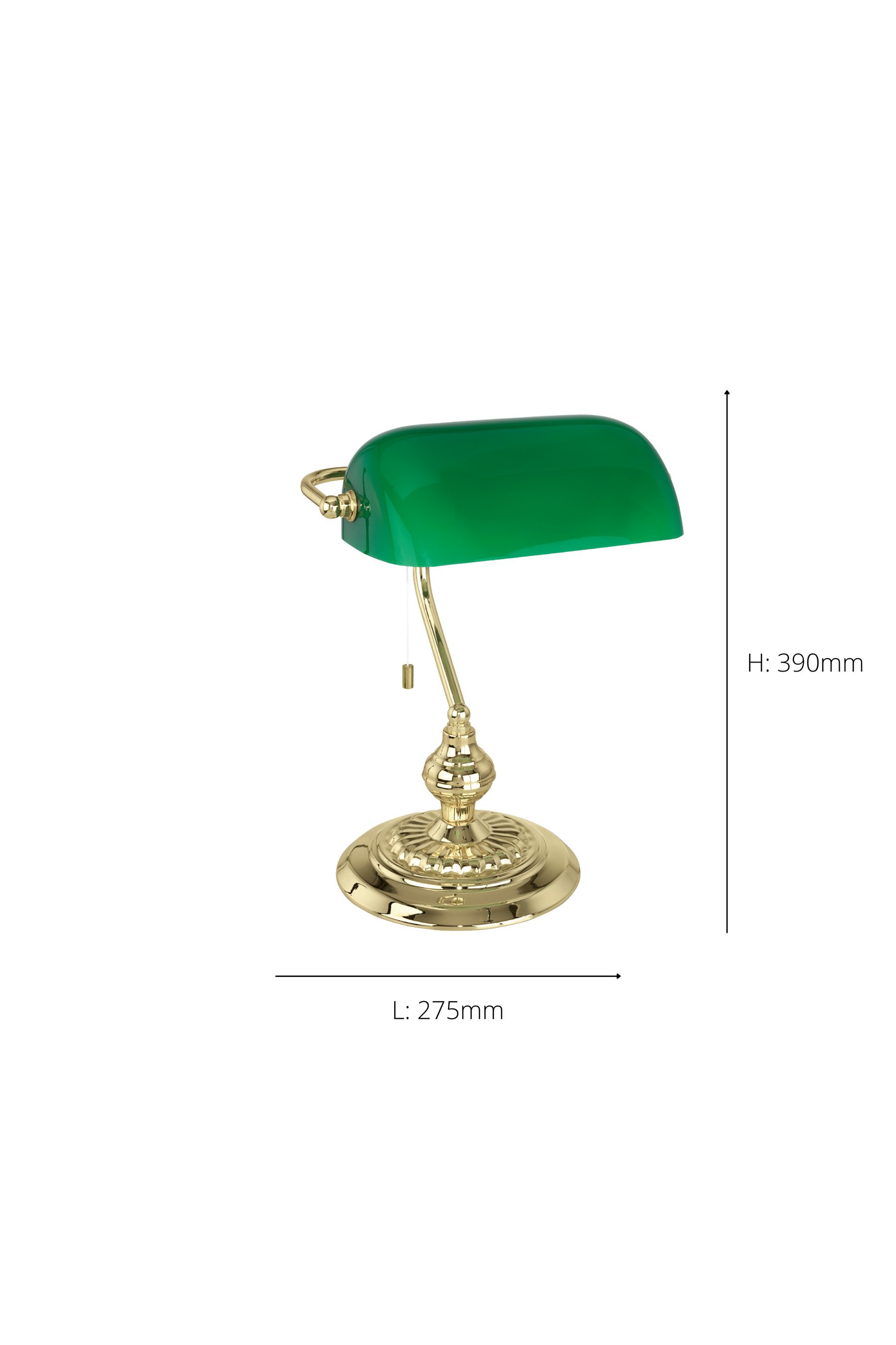 Buy Eglo Green Brass Banker 1 Light Glass Table Lamp from the Next
