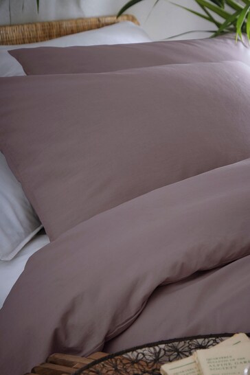 Appletree Purple Cassia Washed Cotton Duvet Cover and Pillowcase Set
