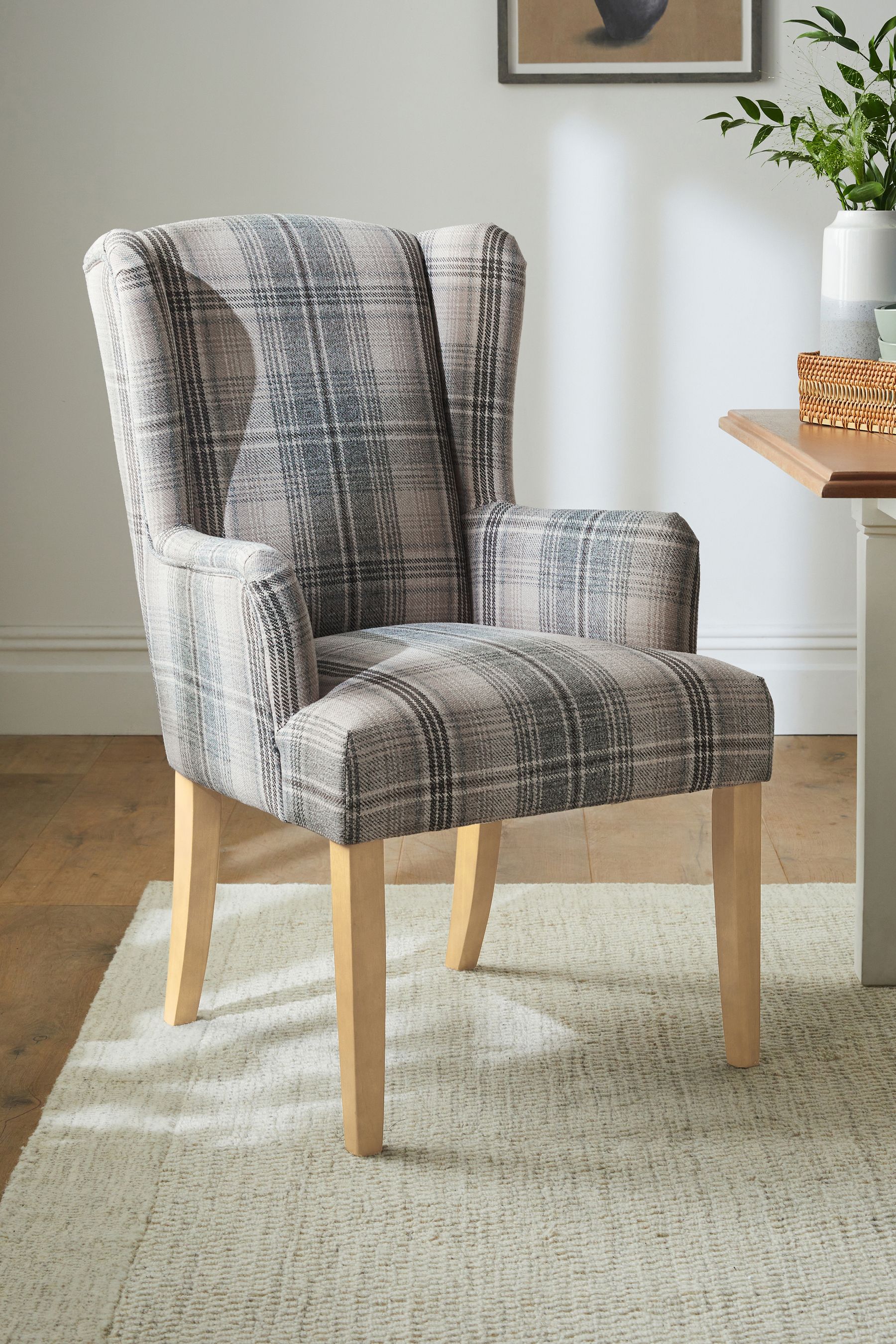 Gray plaid hot sale accent chair