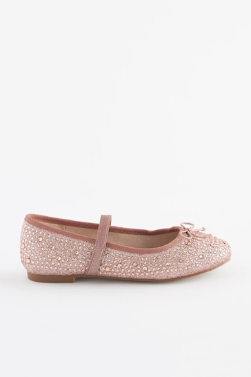 Rose Gold Jewelled Mary Jane Occasion Shoes