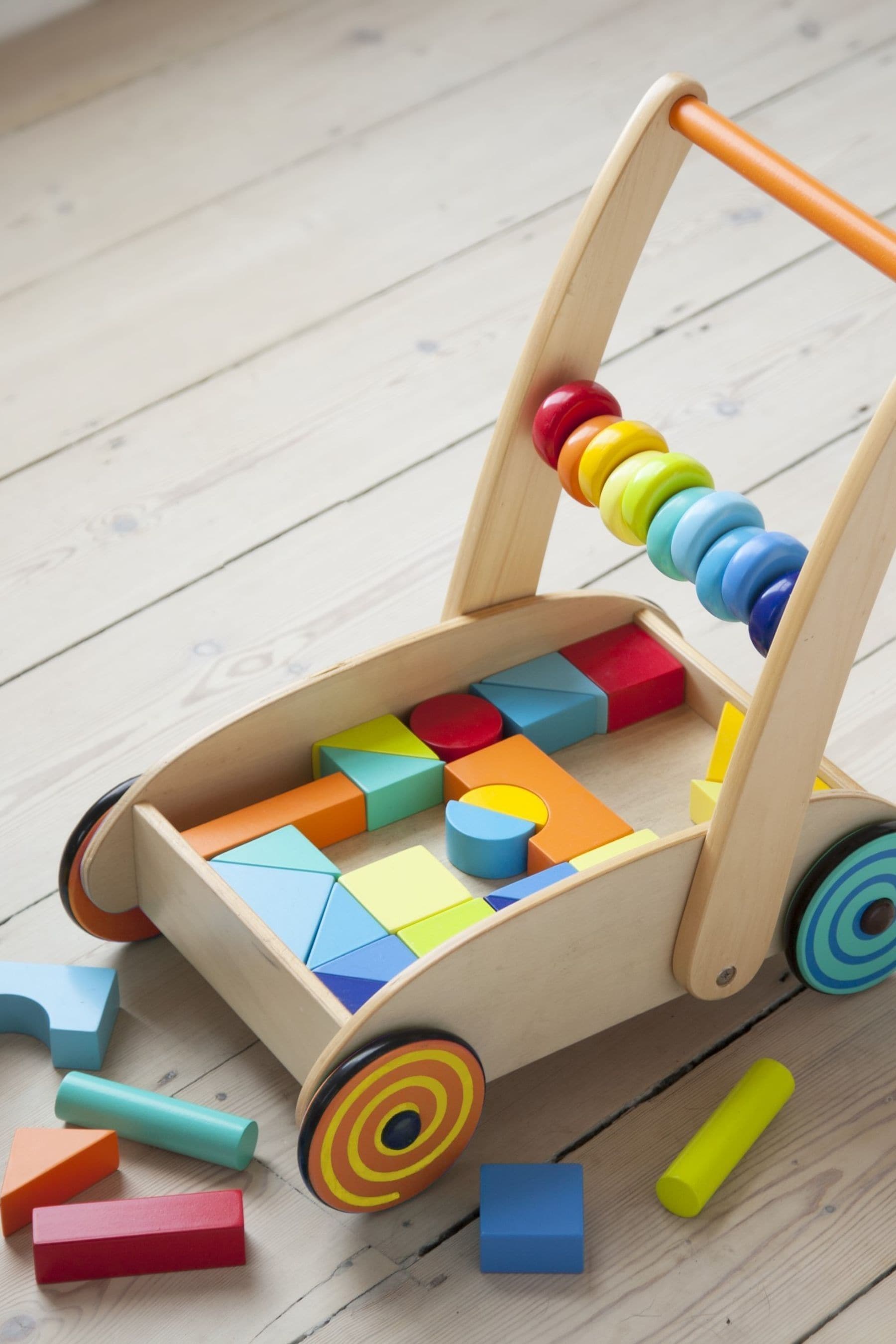 Baby walker with shop bright wooden blocks