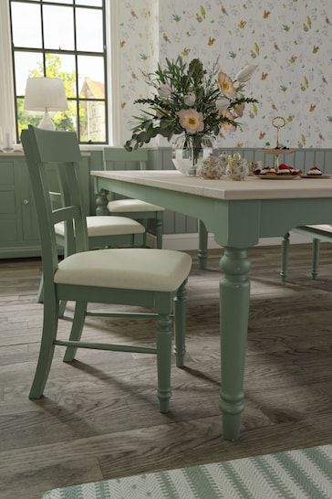 Laura Ashley Set of 2 Atlantic Green Dorset Upholstered Dining Chairs