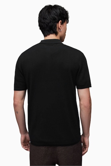 AllSaints Black Mode Merino Polo Shirt