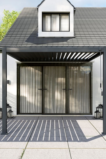 Nova Outdoor Living Grey Titan 3m x 3m Square Aluminium 3 x 3m Wall Mounted Pergola
