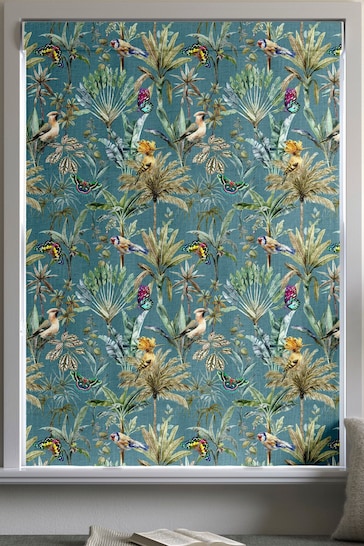 Teal Blue Tropical Scene Made to Measure Roman Blind